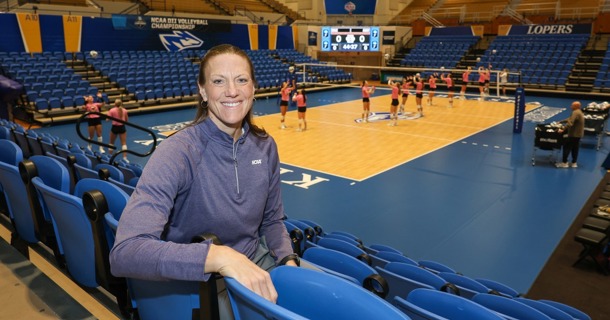 A UNK Athletic Hall of Fame inductee, Allison Monson is serving as the NCAA site representative for the Central Regional volleyball tournament at the Health and Sports Center. She’s an associate athletic director, compliance officer, director of student-athlete academic affairs and senior woman administrator at Southwest Minnesota State University. (Photo by Erika Pritchard, UNK Communications)