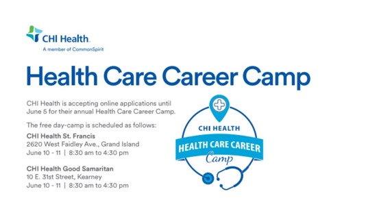 CHI Health Camp Helps Students Explore Careers- Application deadline June 5