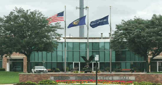 Front of the Grand Island City hall building.